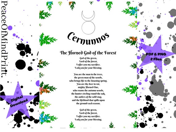 Printable Cernunnos/ the Horned God of the Forest Prayer Page - Etsy