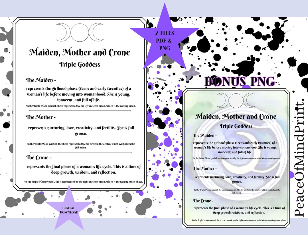 Printable Triple Goddess Page digital Download 8.5x11 PDF Bonus PNG - Etsy