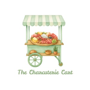 Premade Charcuterie Logo | Watercolor Deli Cart Branding | Whimsical Food Logo | Custom Business Logo for Catering, Grazing, Boards