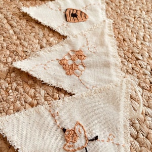 Bee Embroidered Pennant Garland: Bohemian Baby Decor or Baby Shower