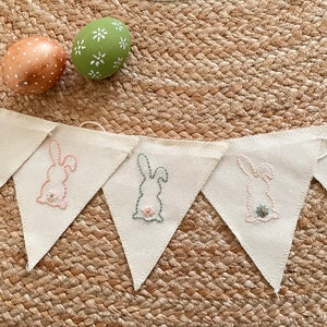 Bunny gemusterten Stoff Stickerei Wimpelgirlande, Ostern Geschenk Flagge String, einzigartige Ostern Dekor Stoff Wimpelgirlande, Osterhase Wimpelkette