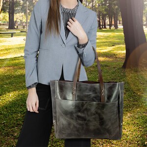 Dark Brown Leather Tote Bag, Large Tote Bags, Leather Shopper Bag, Leather Holdall, Book Bag, Carry all, Women Travel bag, Women Laptop Bag