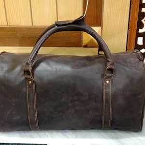 Personalized Leather Duffel Bag, Leather Holdall, Men&#39;s Weekender Bag, Overnight Bag, Gym Bag, Large Travel Bag, Luggage Bag,