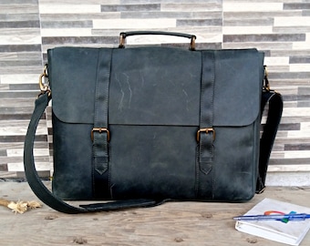 Maletín de cuero de 15 pulgadas, bolso mensajero para hombres, maletín portátil de cuero, bolso de oficina para hombres, bolso mensajero portátil para hombres, bolso satchel de cuero