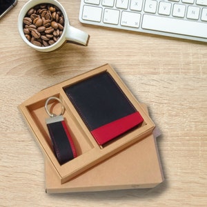 Personalisiertes Leder Portemonnaie, Echtleder Geldbörse, Geldbörse und Schlüsselanhänger, Geschenk set für Ihn, Geschenk für Papa, Geburtstagsgeschenk