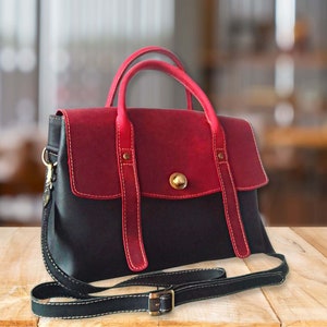 Bolsa de couro vintage, bolsa de ombro para mulheres, bolsa de couro Crazy Horse, presente de aniversário para ela, frete grátis