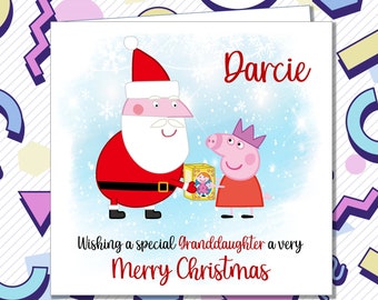 Personalised Peppa Pig Christmas Card - Girls Granddaughter Daughter Sister Niece Boys Grandson Son Nephew Brother - Any Relationship /SB