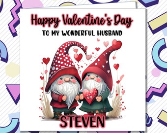 Personalised Valentines Day Card Gnomes Wife Fiancé Partner Girlfriend Daughter Husband Boyfriend Any Relationship /TA