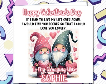 Personalised Valentines Day Card Gnomes Wife Fiancé Partner Girlfriend Husband Boyfriend Any Relationship /TD