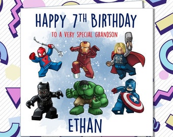 Personalised Marvel Avengers Characters Birthday Card - Son Grandson Nephew Brother Cousin any relationship any name any age /IQ