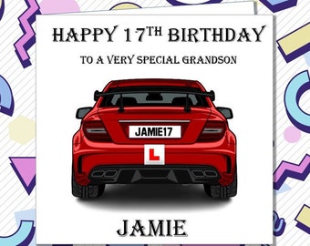 Personalised 17th Birthday Card - Learner Driver Son Daughter Sister Granddaughter Grandson Cousin Niece Nephew Boys Girls /FO