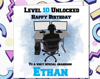 Personalised Gaming Birthday Card PC Son Boys Grandson Nephew Gamer Teenage /KP