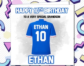 Personalised Rangers Football Birthday Card -  Son Brother Husband Grandson Dad Uncle, ANY AGE 21st 30th 50th 60th 70th /ME