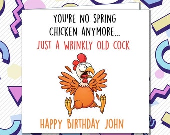 Funny Happy Birthday Rude Card Dad Friend Brother Husband Uncle Son Square Chicken /OA