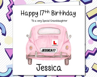 Personalised 17th Birthday Card - Learner Driver Daughter Sister Granddaughter Cousin Niece Auntie Girls /FS