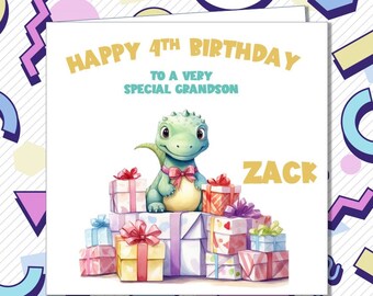 Personalised Dinosaur Birthday Card Boys Son Grandson Brother Nephew Godson Dino 1st 2nd 3rd 4th 5th 6th 7th Any Age /OK