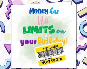 Funny Reduced Sticker Birthday Card - Rude Cards - Funny Card - Joke Birthday Card - Yellow Sticker - Cheap - Mum, Dad, Husband, Wife /OY