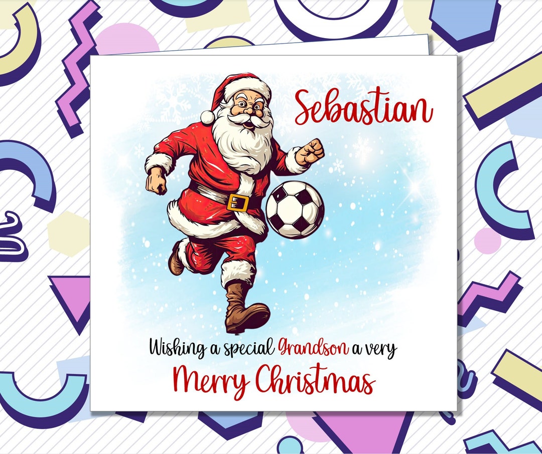 Personalised Christmas Card Santa Claus Football Boys - Etsy UK