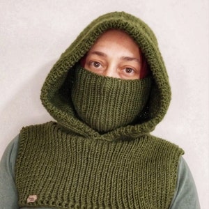 Handmade Wool Balaclava , Cozy Knit Snow Hat for Winter , Soft & Warm Winter Headwear, Unisex