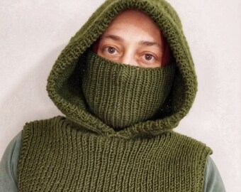 Handmade Wool Balaclava , Cozy Knit Snow Hat for Winter , Soft & Warm Winter Headwear, Unisex