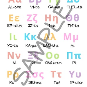 Greek Alphabet Poster multicoloured