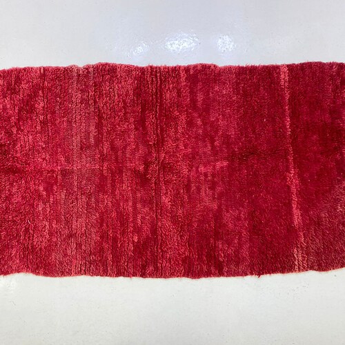 6x3 ft Wool Red Beni Mguid Carpet - shops Moroccan Furniture Runner - Handemade Runner - Home Decor