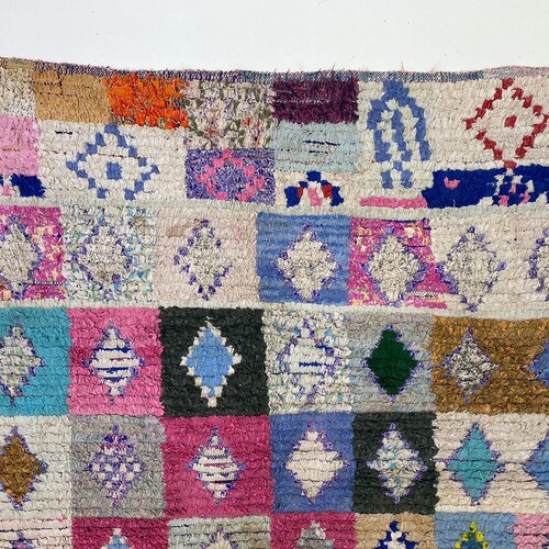 Different color in Minimalist Recyclad Clothing Rug, Beni Ourain Handmade Berber Runner shops 6x4 feet - Moroccan Azilal Carpet.bojaad carpet