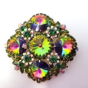 Juliana D&E Unsigned Large Ravioli Watermelon Brooch Green Delizza Elster Vintage