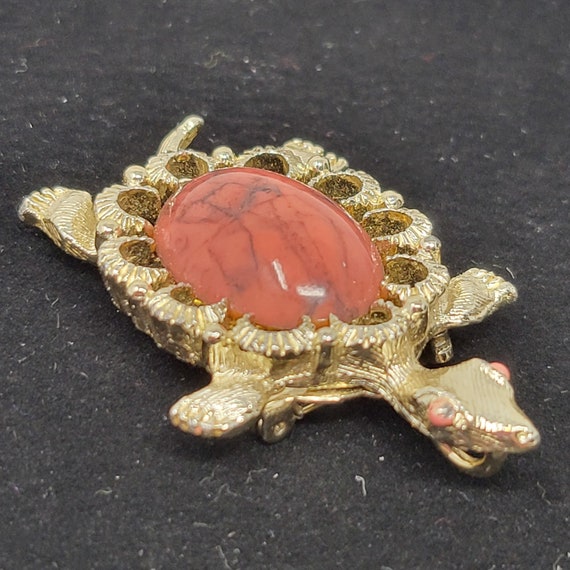 Sea Turtle Brooch Pendant Cabochon Belly Gold Ton… - image 8