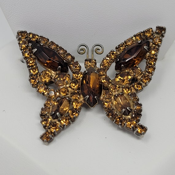 Juliana Style Butterfly Brooch Topaz & Gold Tone R