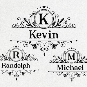 Monograma Svg, Alfabeto extravagante Svg, Moldura de nome dividido Svg, Alfabeto de A a Z Svg, Silhueta, Letras extravagantes Svg, Download digital, Arquivo de corte Svg