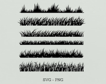 Grass Svg, Grass Border Svg, Grass Frame Svg, Digital Download, Grassy Lawn Svg, Silhouette, Wild Grass Svg, Grass Line Png, Svg Cut File