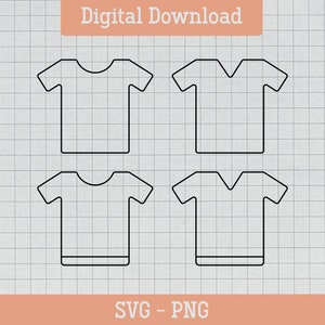 T-shirt Outline Svg, Digital Download, T-shirt Outlines in Different Strokes Svg, T Shirt Outline Svg, Silhouette, Svg Cut File, Cricut