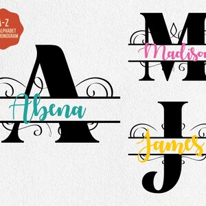 A to Z Alphabet Svg, Split Monogram Svg, Monogram Letters Svg, Alphabet Svg, Digital Download, Monogram Font Svg, Cricut, Svg Cut File