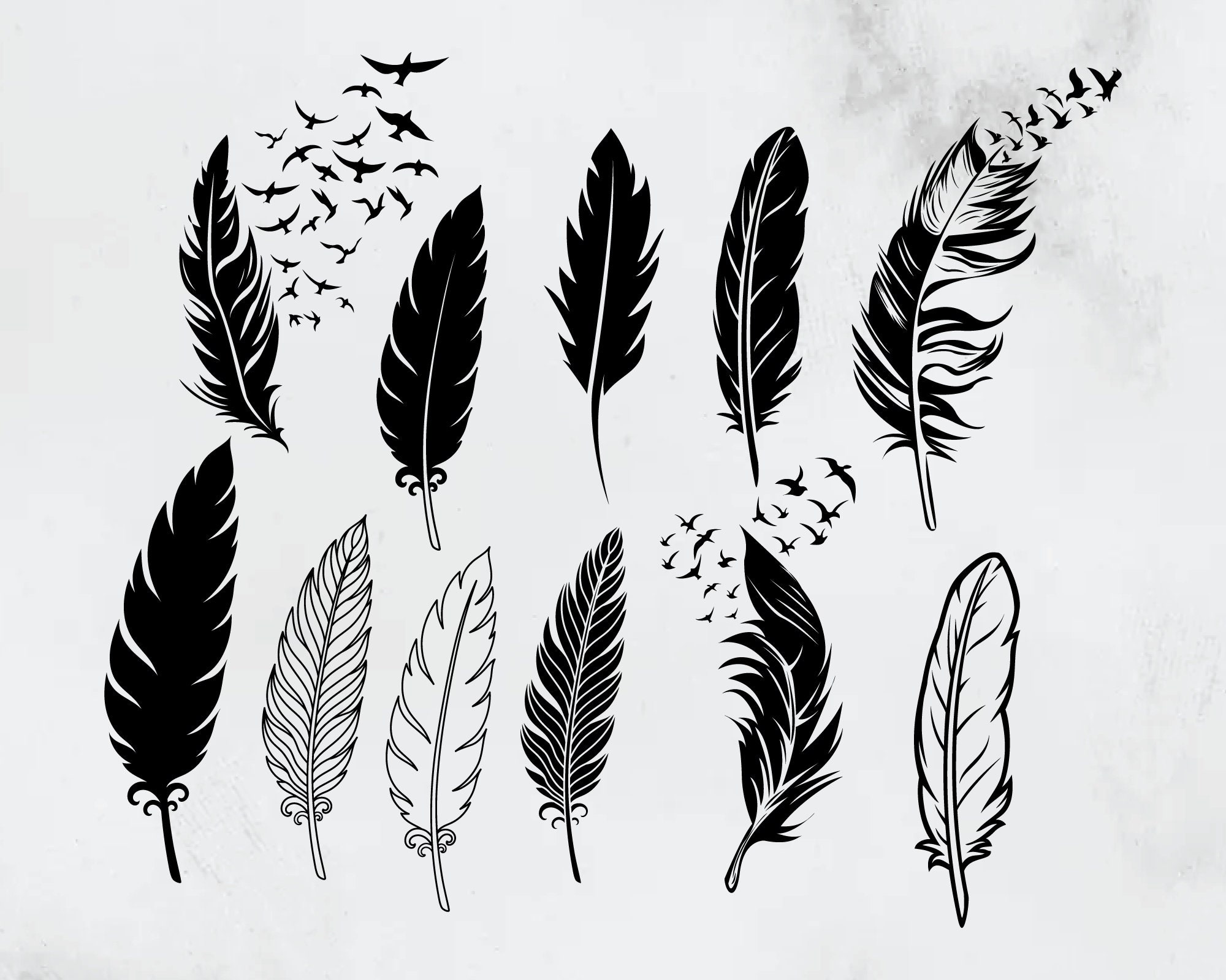 Feathers Svg Bundle, Digital Download, Feathers Svg, Cricut Cut File