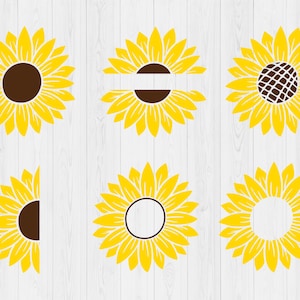 Halve Zonnebloem Svg Bundel, Afdrukbaar, Leopard Zonnebloem Monogram Svg, Zonnebloem Svg, Bloem Svg, Silhouet, Digitale Download, Svg Snijbestand