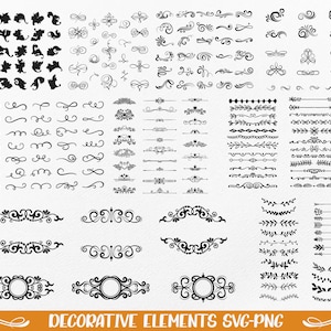 Dekorative Elemente Svg, Digital Download, Ornamente Svg, Text Divider Svg, Flourishes Svg, Swirls Svg, Divider Borders Svg, Svg Cut File