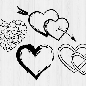 Hand Drawn Heart svg, Printable, Heart Svg Bundle, Sketch Heart Svg, Doodle Heart Svg, Silhouette, Love Svg, Digital Download, Svg Cut File
