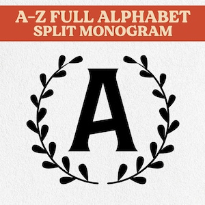Alfabeto de la A a la Z svg, alfabeto de hoja de laurel svg, números de impresión de monograma svg, letras de monograma svg, descarga digital, cricut, archivo de corte svg