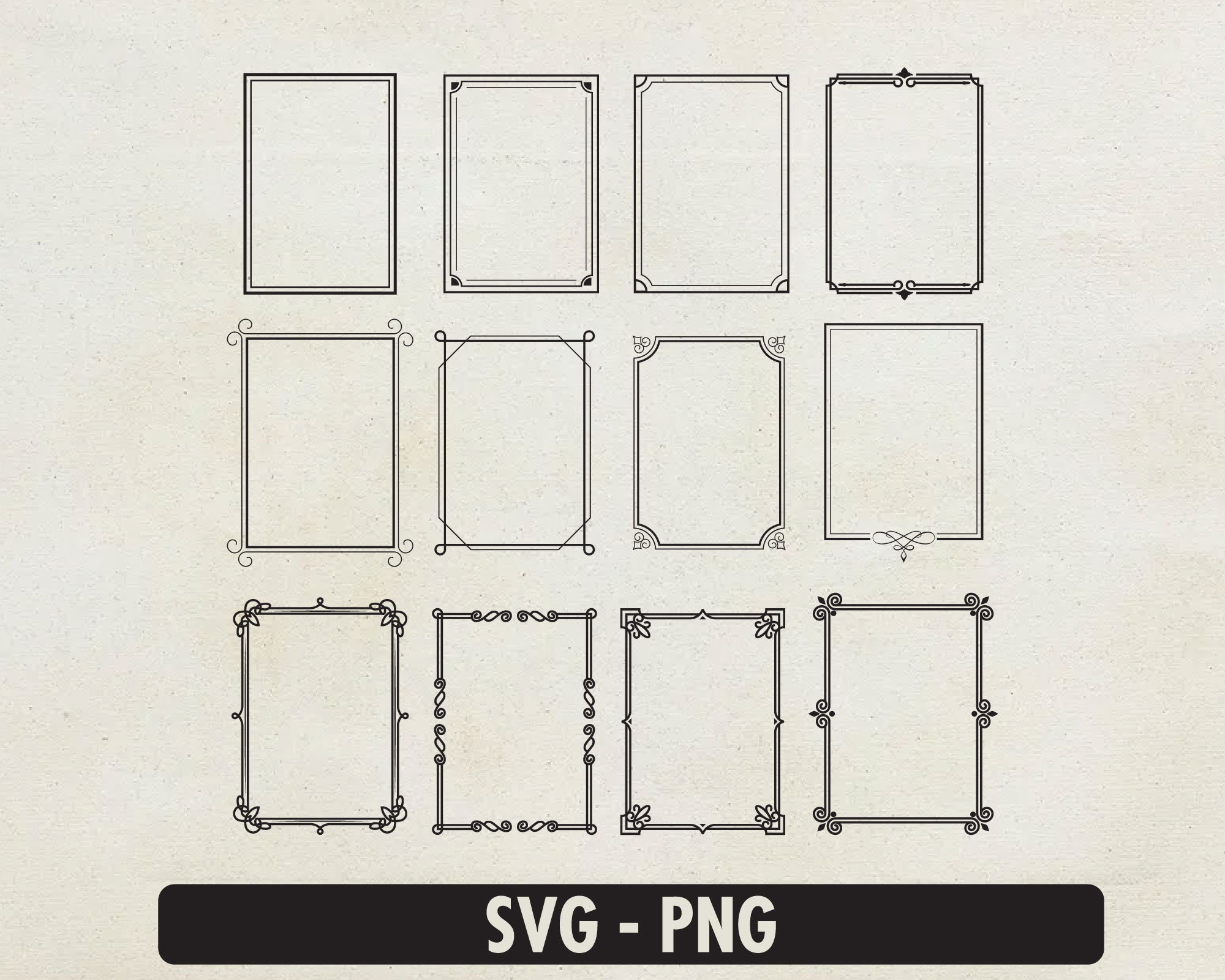 Border Frames Svg, Border Frames Clipart, Page Frames Svg, Full Page Frame Borders Svg, Transparent Svg, Digital Download, Svg Cut File