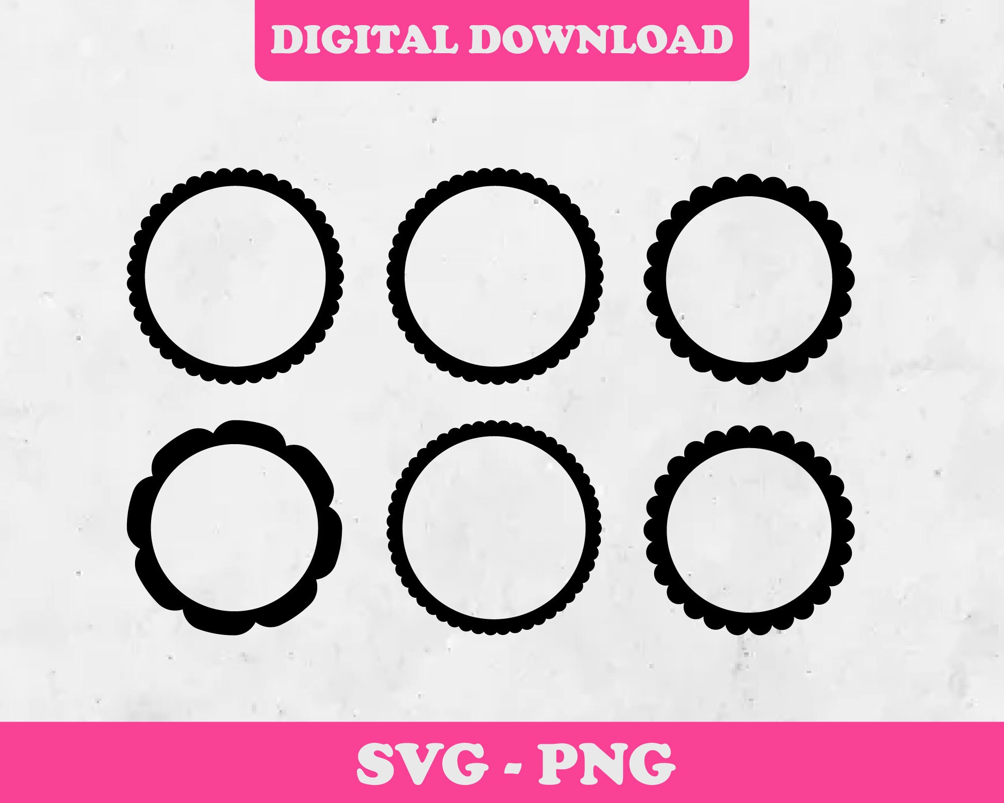 Scallop Frame Svg Digital Download Scalloped Frames Svg - Etsy