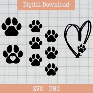 Paw Print Svg, Digitale Download, Hond Poten Svg, Kat Poten Png, Dierlijke Poten Svg, Dierensporen Svg, Silhouet, Pootafdruk Png, Cricut, Gesneden Bestand
