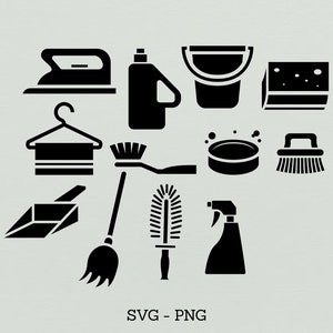 Reinigung Svg, Reinigungswerkzeuge Svg, Digitaler Download, Maid Services Svg, Lady Maids Svg, Silhouette, Clean Equipment Svg, Cricut, Svg Cut File