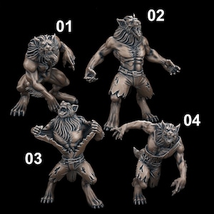Werewolves (Individual or Bundle) - 32mm/28mm RPG Miniature for Curse of Strahd, D&D, Pathfinder, etc.,