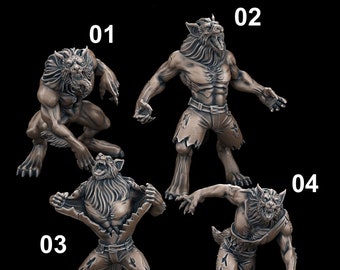 Werwölfe (Einzeln oder Set) - 32mm/28mm RPG Miniatur für Curse of Strahd, D&D, Pathfinder, etc.,