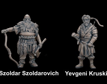 Wolf Hunters / Woodsmen (Szoldar and Yevgeni)  - 32mm/28mm RPG Miniature for Curse of Strahd, D&D, Pathfinder, etc.,