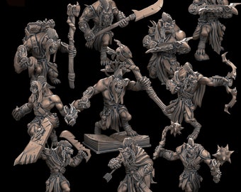 Lote de banda de guerra gnoll (¡10 miniaturas!): miniaturas de rol de 32 mm/28 mm para Ghosts of Saltmarsh, wargaming, D&D, Pathfinder, etc.