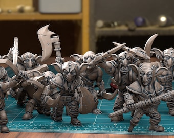 Goblin Raid Party Bundle (12 minis!)   - 32mm/28mm RPG Miniature for wargaming, D&D, Pathfinder, etc.