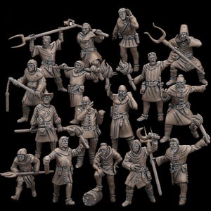 Villager Mobs (einzeln oder 8/16 Mini-Bundles) - 32 mm RPG, Miniaturen für D & D, Pathfinder usw.,