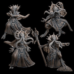 Mind Flayer/Brain Flayer/Illithid bundle (4 minis!)  - 32mm RPG Miniature for wargaming, D&D, Pathfinder, etc.,